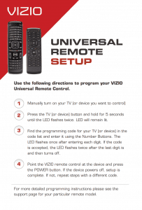 Vizio TV Remote guide