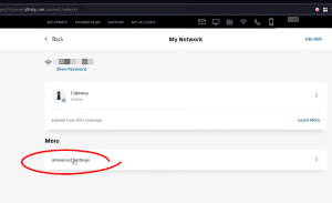 Xfinity WiFi mode advanced settings 