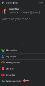 Add background color to Facebook posts