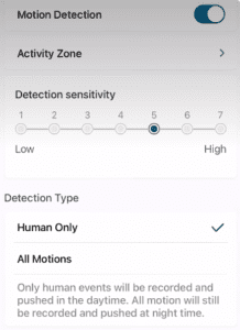 Motion detection on Eufy doorbell