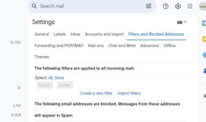 Gmail forwarding filter